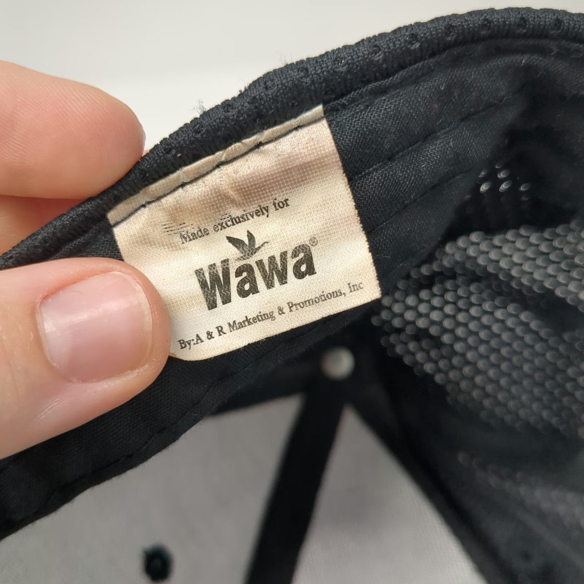 Wawa Baseball Cap Black One Size All Over Mesh Embroidered Logo Strapback Hat
