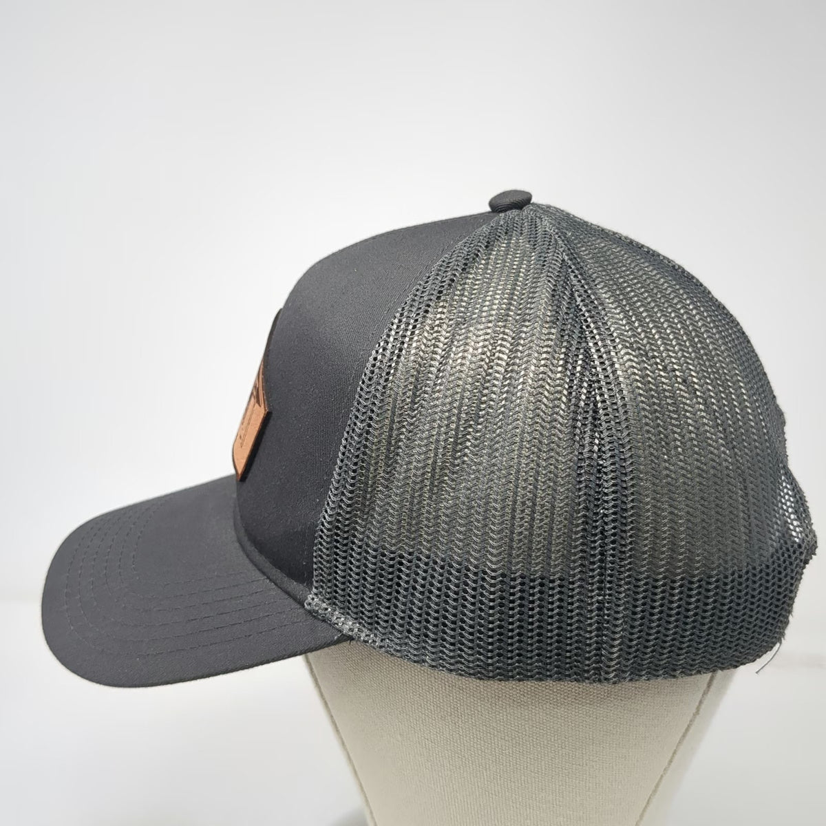 Otto Trucker Hat Gray OSFM Rome Station Oregon Leather Patch Adjustable Mesh Cap