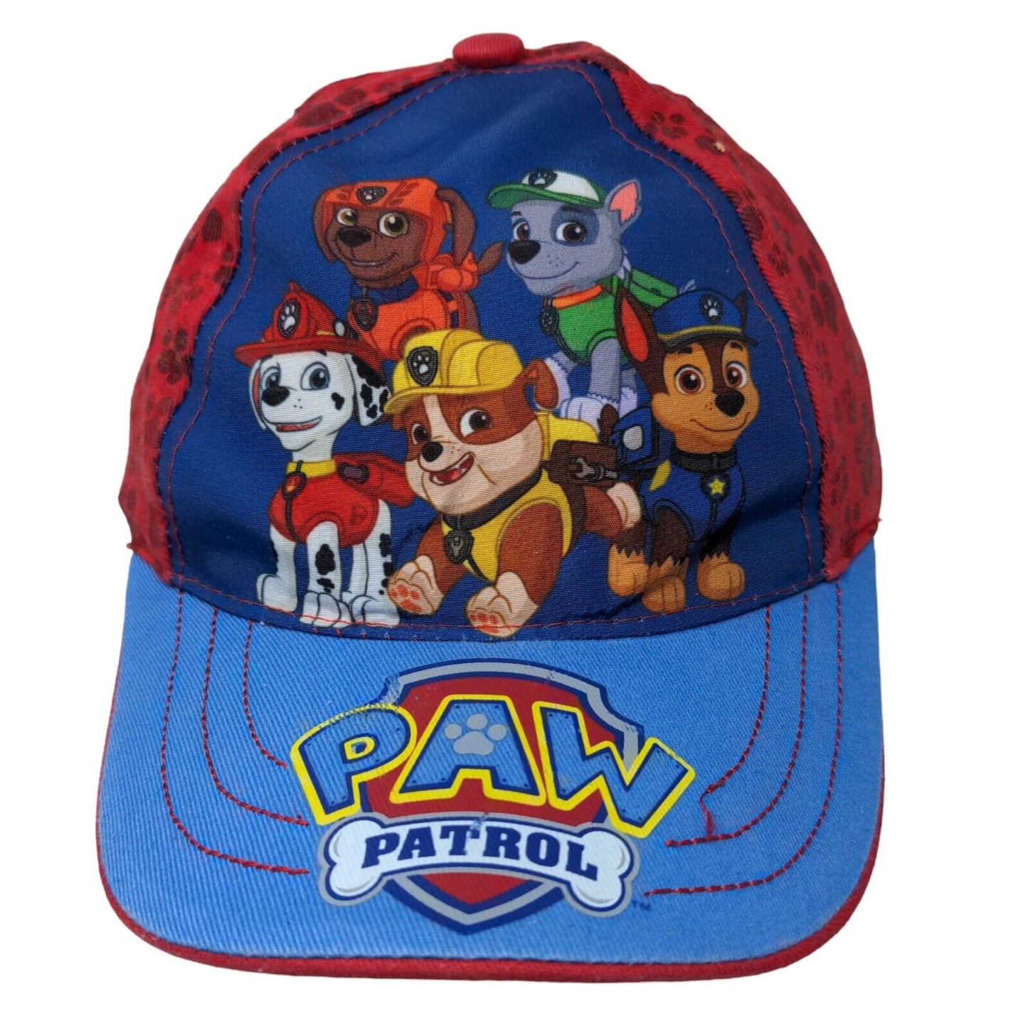 Nickelodeon Boys Strapback Hat Red OSFM Paw Patrol Logo Pawprints All Over Print