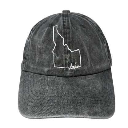 Idaho State Map Slideback Hat Gray One Size Adjustable Embroidered