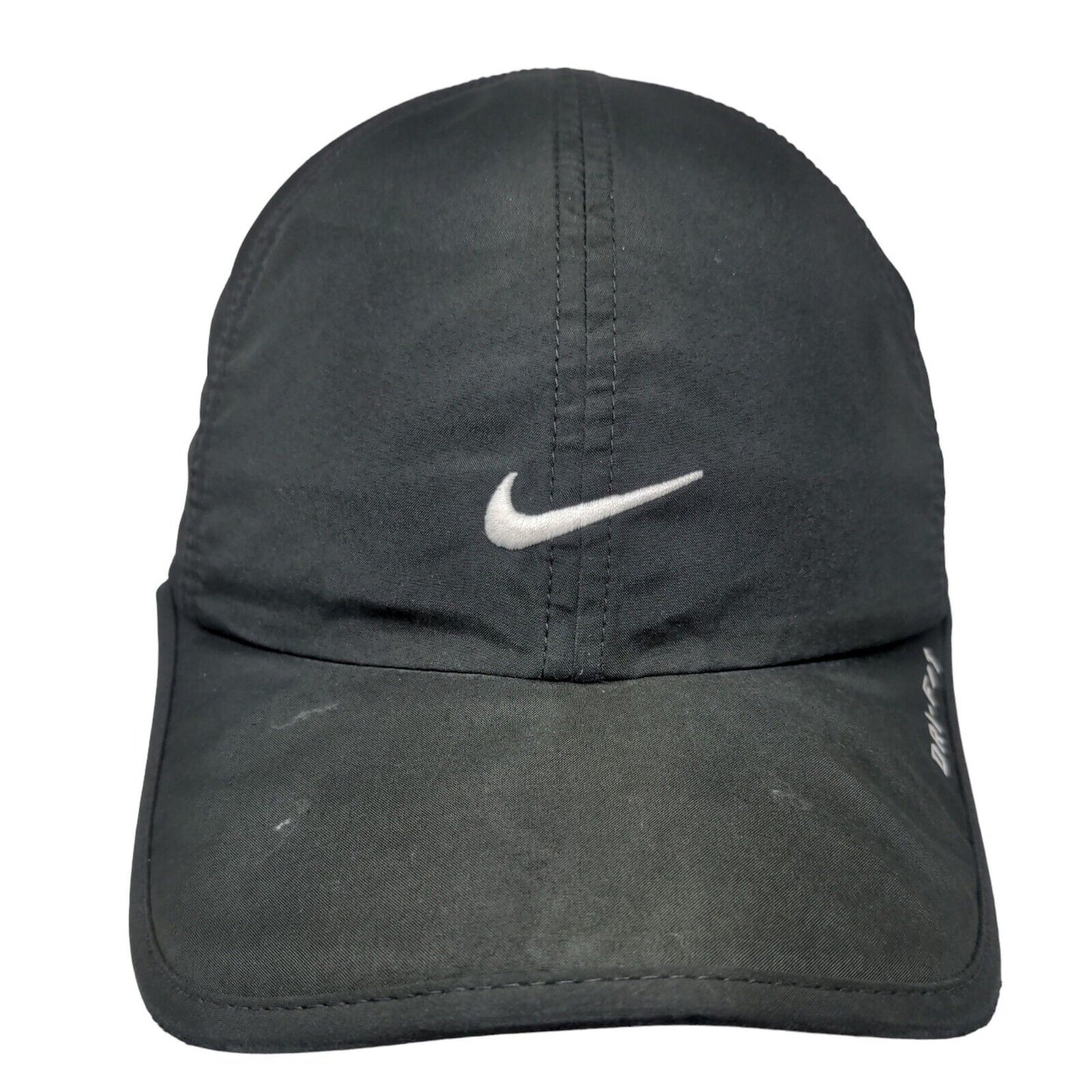 Nike Dri-Fit Strapback Hat Black One Size Embroidered Swoosh Logo Featherlight