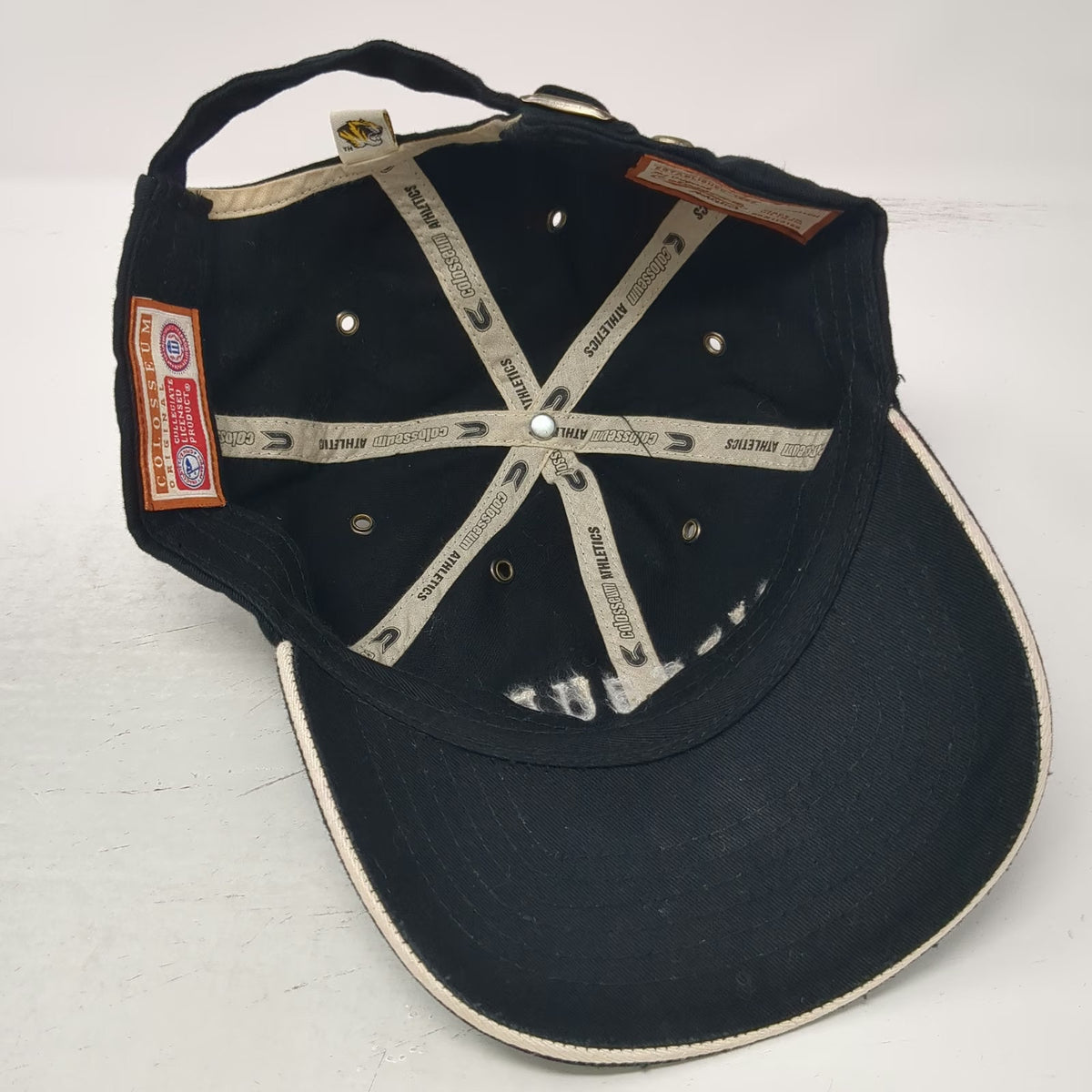 Missouri Tigers NCAA Colosseum Black Gold One Size Cap Cotton Slideback Logo Hat