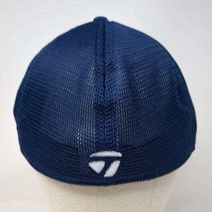 TaylorMade Baseball Cap Blue XL Mesh Team Logo Flexfit Golf Hat Curved Brim