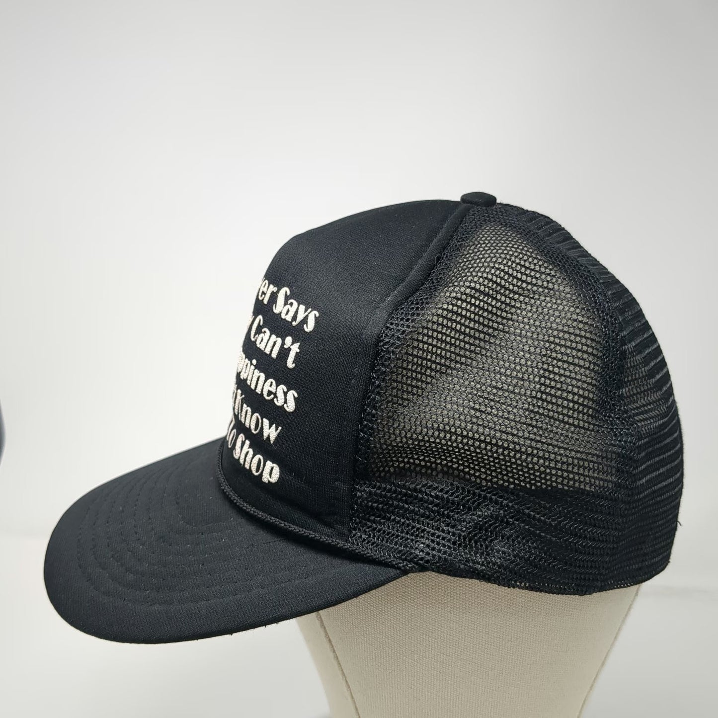 Cobra Caps Trucker Hat Black One Size Snapback Money Can't Buy Happiness Quote