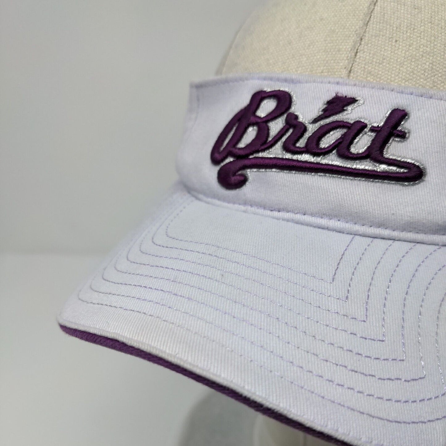 Brat Lightning Strapback Sun Visor Hat Purple OSFA Embroidered New Vibe