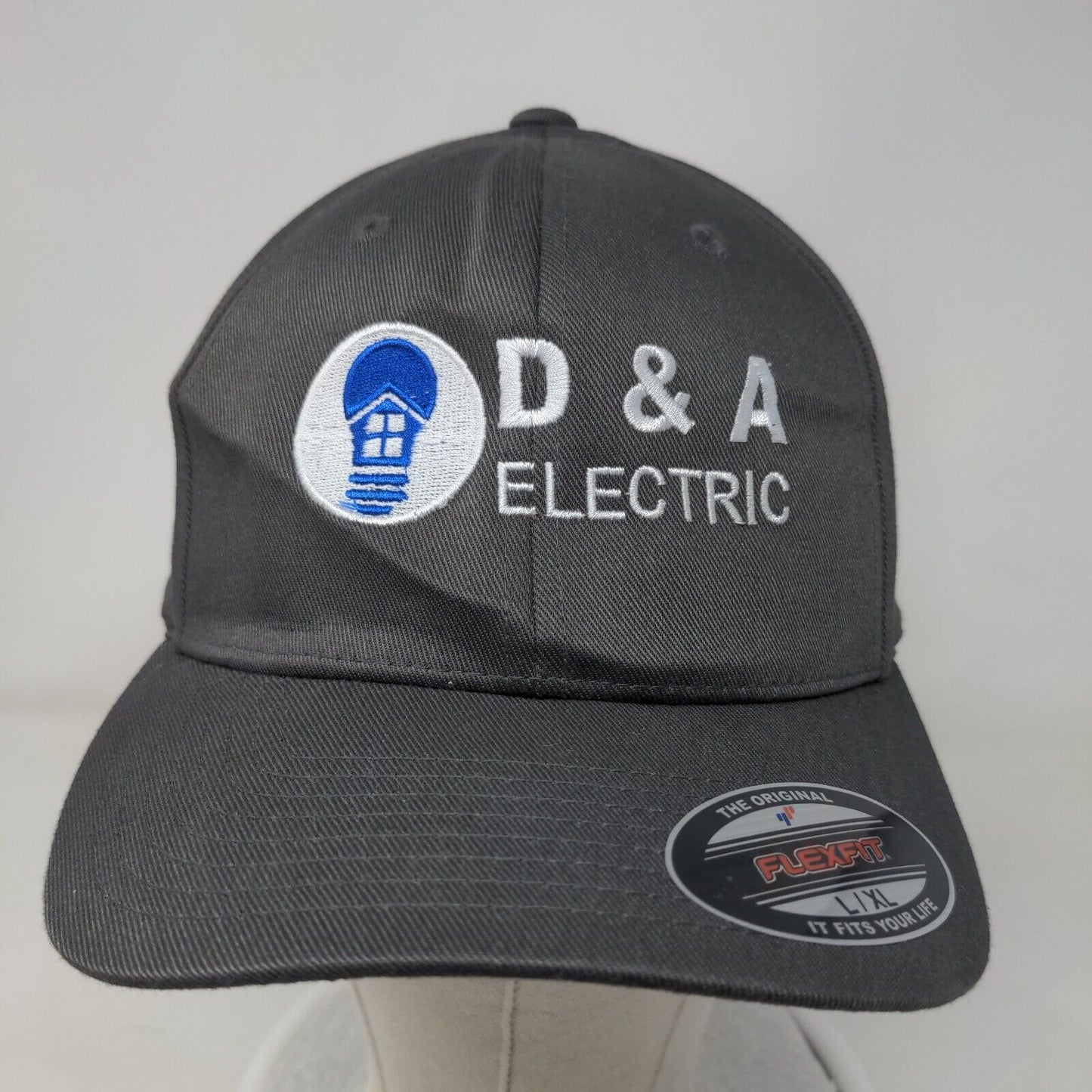 D&A Electric Fitted Hat Gray L/XL Embroidered Flexi Fit 6 Panel Port Authority