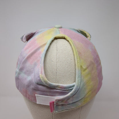 Cat Face Ears Kids Strapback Hat Ponytail Multi OSFA Tie Dye Ponyflo