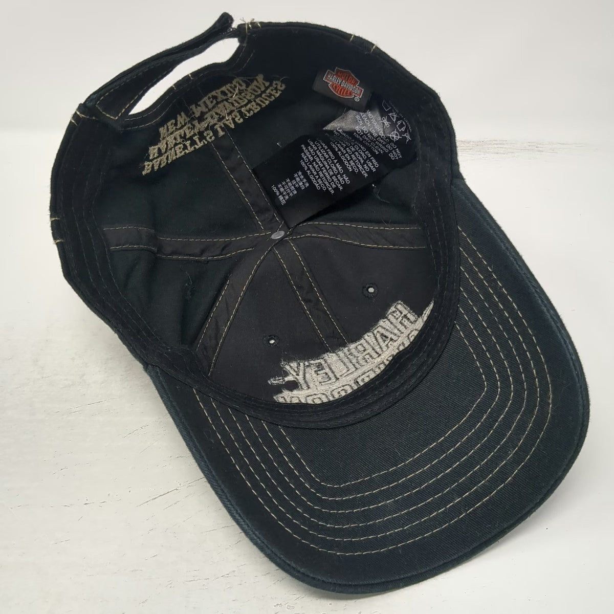 Harley-Davidson Baseball Cap Black One Size Las Cruces NM Distressed Cotton Hat