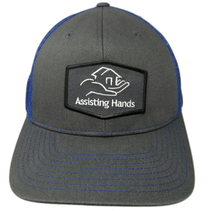 Richardson Trucker Hat Gray Blue One Size Assisting Hands Home Care Mesh Back