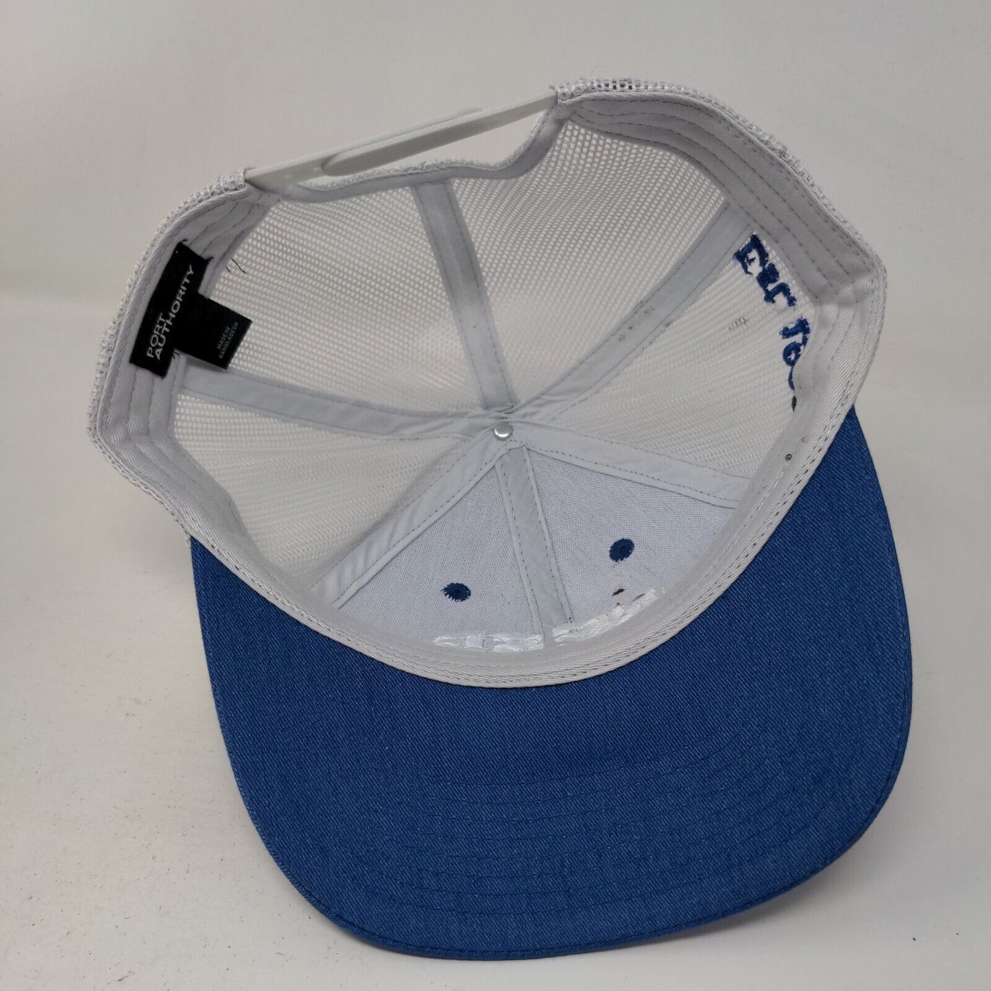 North Salem State Bank Men's Snapback Mesh Back Hat Blue White Embroidered Logo