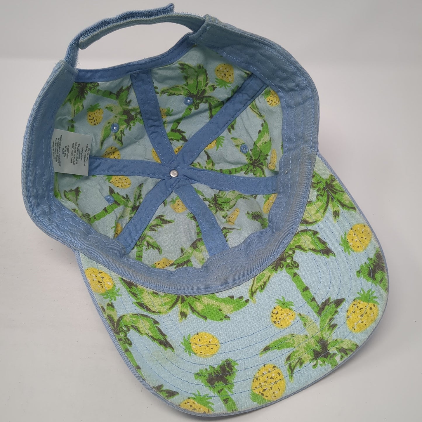 Pineapple Strapback Hat Blue One Size Embroidered Adjustable Outdoor