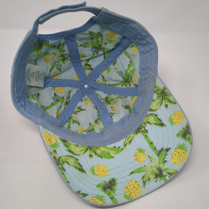 Pineapple Strapback Hat Blue One Size Embroidered Adjustable Outdoor