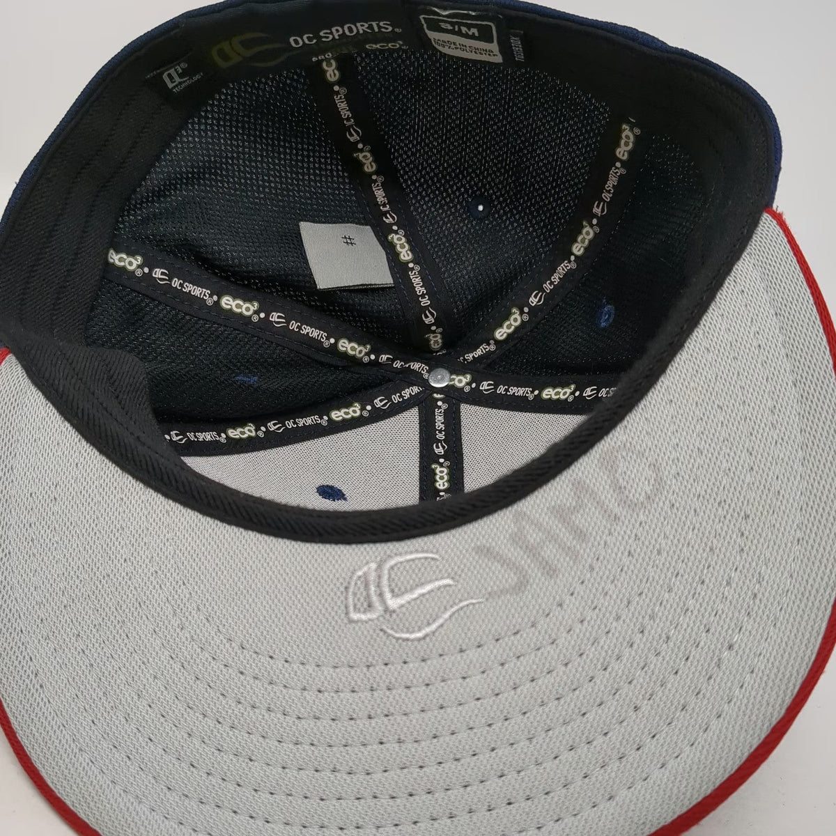 OC Sports Baseball Cap Blue Red M TC Logo Embroidered ProFlex Stretch Fit hat