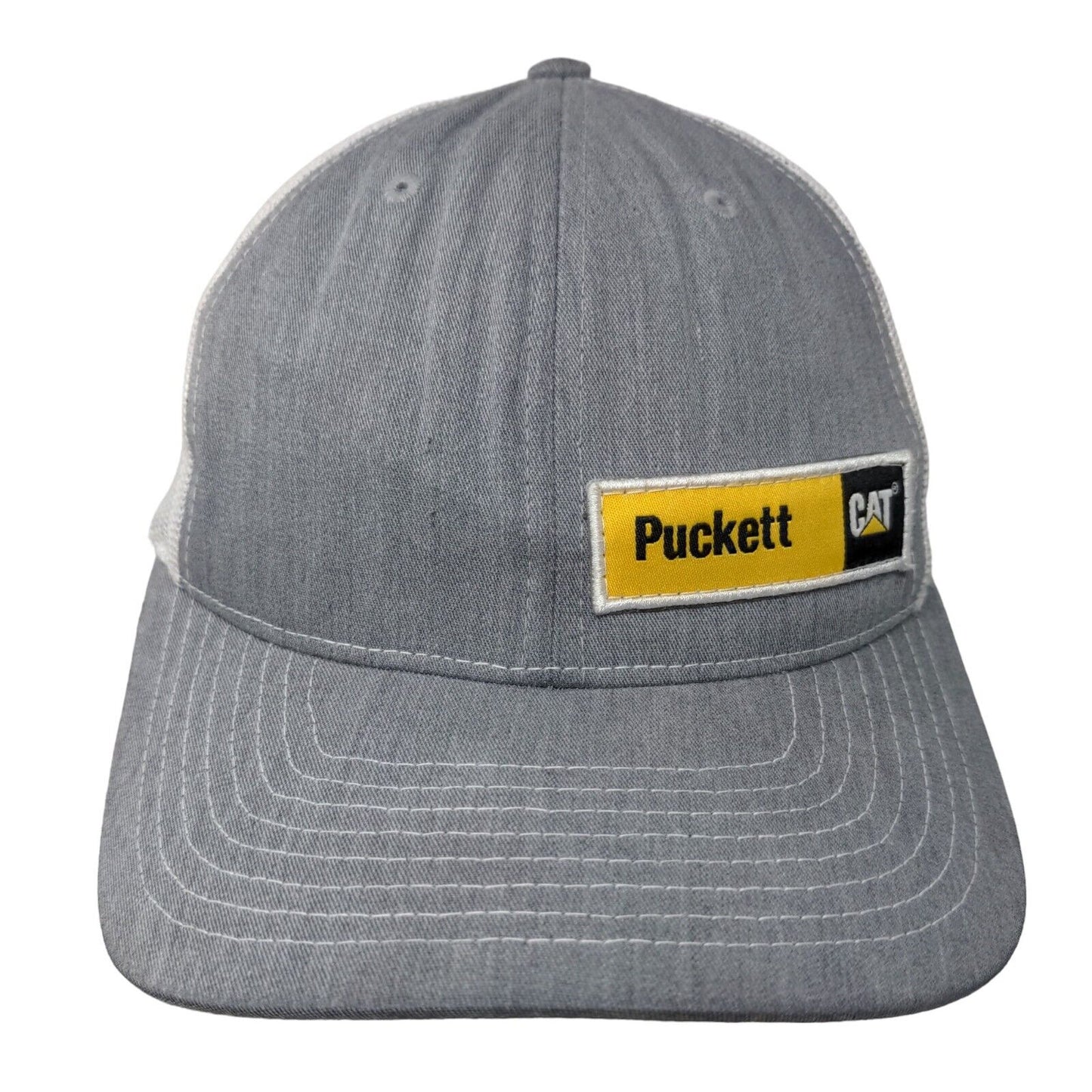 Puckett CAT Snapback Trucker Hat Gray One Size Adjustable Mesh Back Richardson