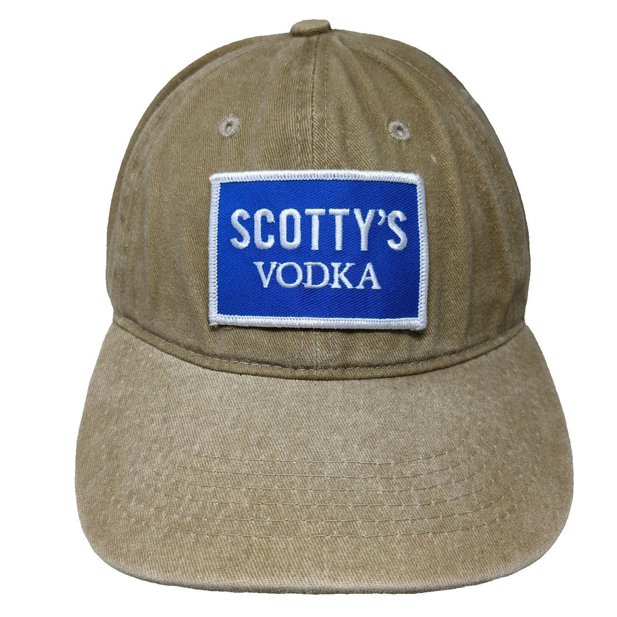 Scotty's Vodka Patch Brown Blue Baseball Cap Hat One Size Cotton Slideback