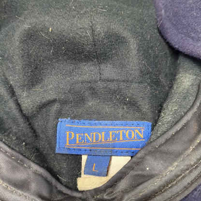 Pendleton 5 Panel Blue Hat L Wool Ear Flaps Solid Warm Winter Outdoor Vintage