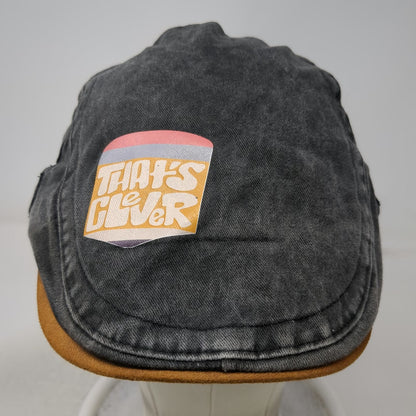 KB Ethos Newsboy Cap Gray One Size Acid Wash Cotton Brown Faux Suede Bill Hat