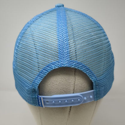 Simms Tres Pescados Fly Shop Trucker Hat Blue Camo Mesh Snapback Patch One Size