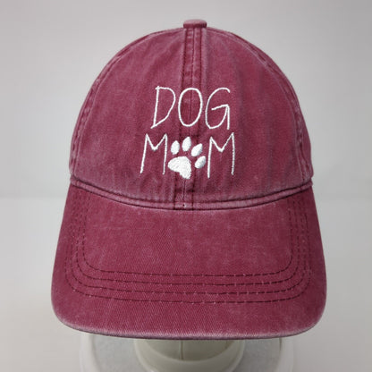 Dog Mom Slideback Hat Red One Size Embroidered Paw David And Young