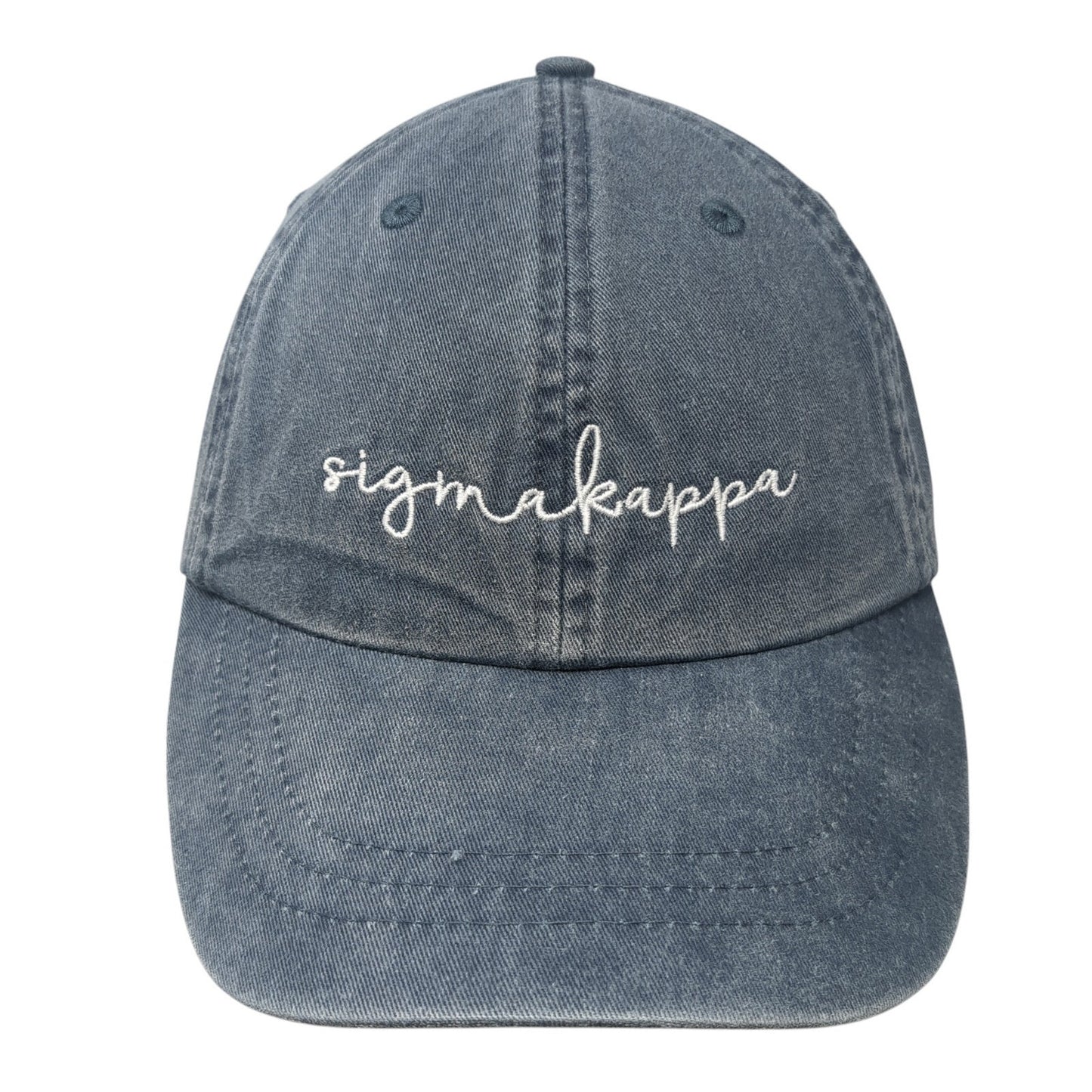 Sigma Kappa Slideback Hat Blue One Size Adjustable Leather Strap Adams