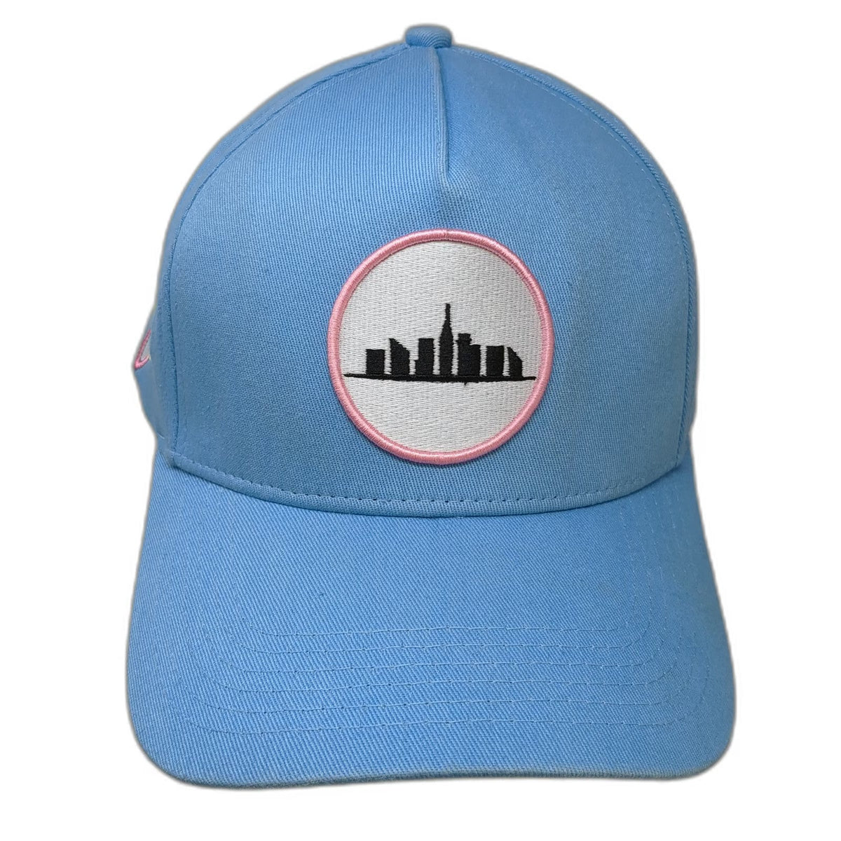 City Image 5 Panel Blue One Size Skyline Pink Underbrim Side Patch Snapback Hat