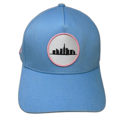 City Image 5 Panel Blue One Size Skyline Pink Underbrim Side Patch Snapback Hat