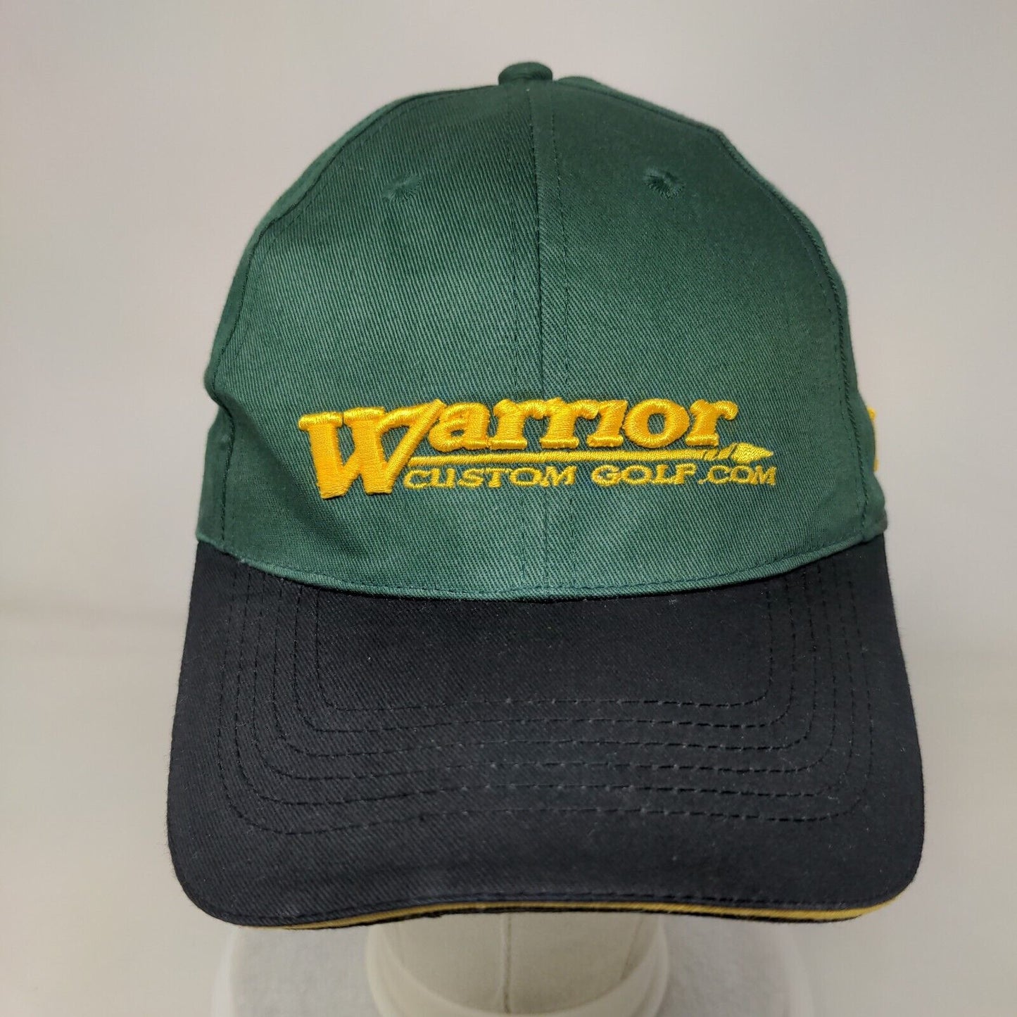 Warrior Custom Golf .Com Strapback Hat Green One Size Adjustable Embroidered