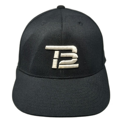 210 Fitted Baseball Cap Black 7 5/8 TB12 Logo Raised Embroidery Structured Hat