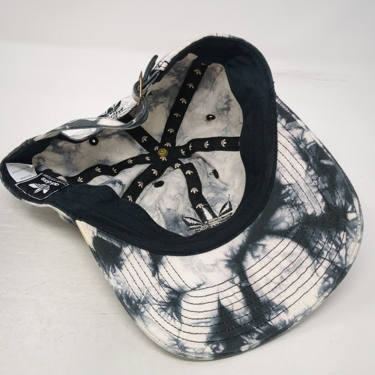 Adidas Baseball Cap White Black One Size Tie Dye Embroidered Trefoil Logo Hat