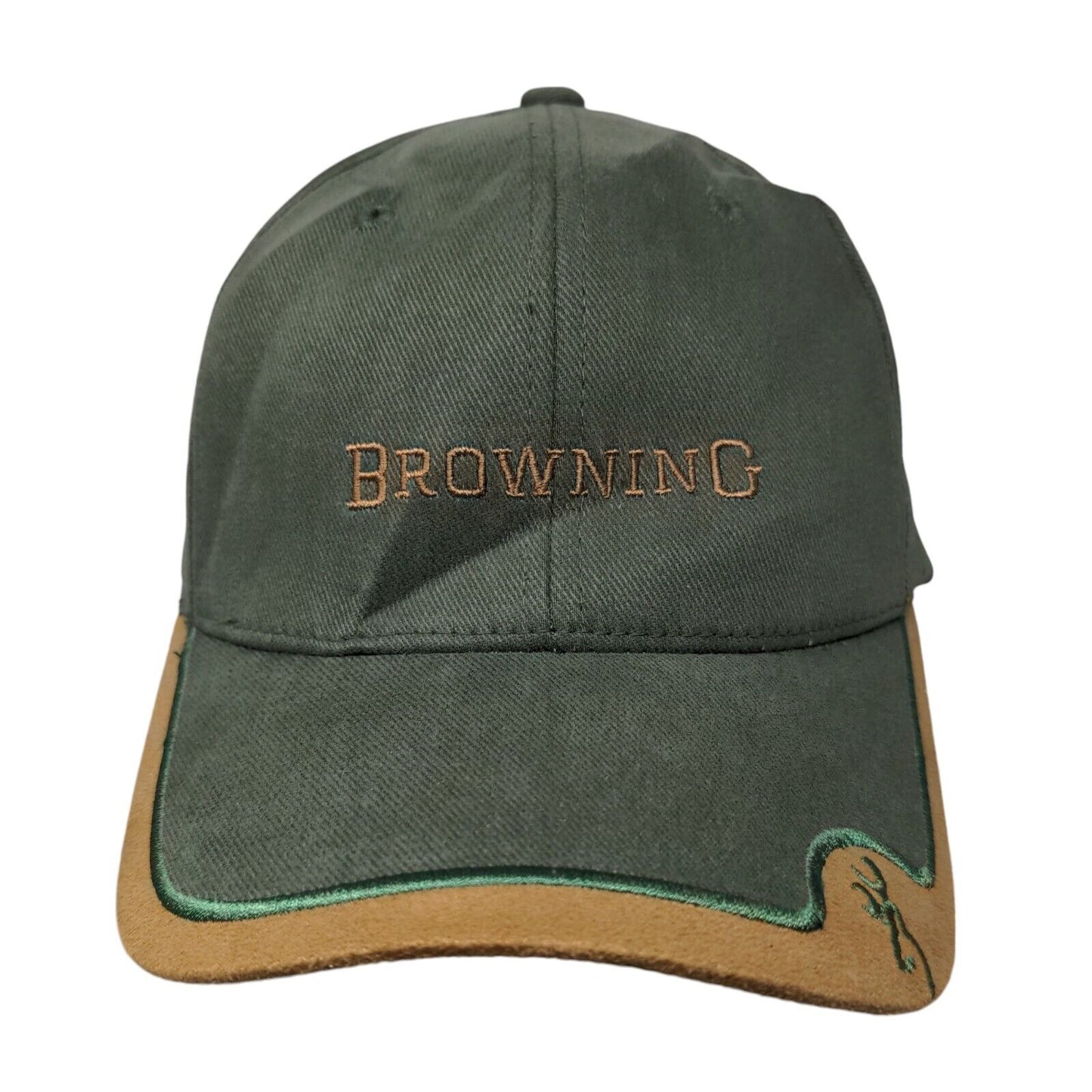 Browning Fitted Hat Green OSFA Embroidered Logo Vented Holes 6 Panel