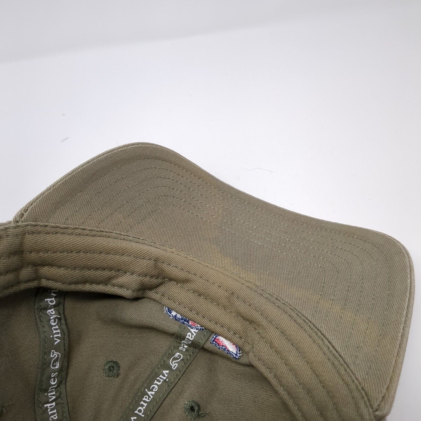 Vineyard Vines USA Flag Whale Slideback Hat Brown One Size Adjustable