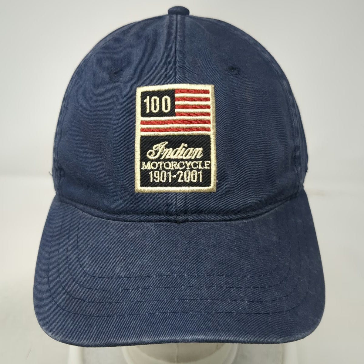 Indian Motorcycle Baseball Cap Blue One Size 100th Anniversary Strapback Hat