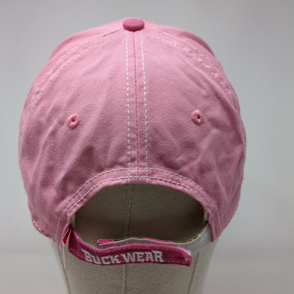 American Flag Strapback Hat Pink OS Adjustable Embroidered Patriotic Buck Wear