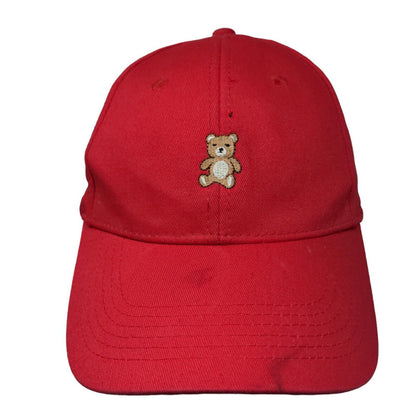 Teddy Bear Slideback Hat Red One Size Embroidered Adjustable 6 Panel