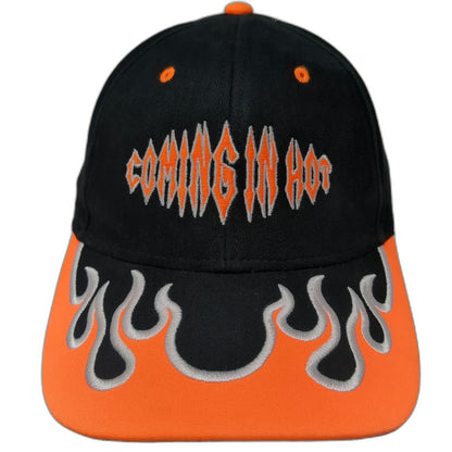 Otto Baseball Cap Black Orange One Size Coming In Hot Flame Brim Strapback Hat