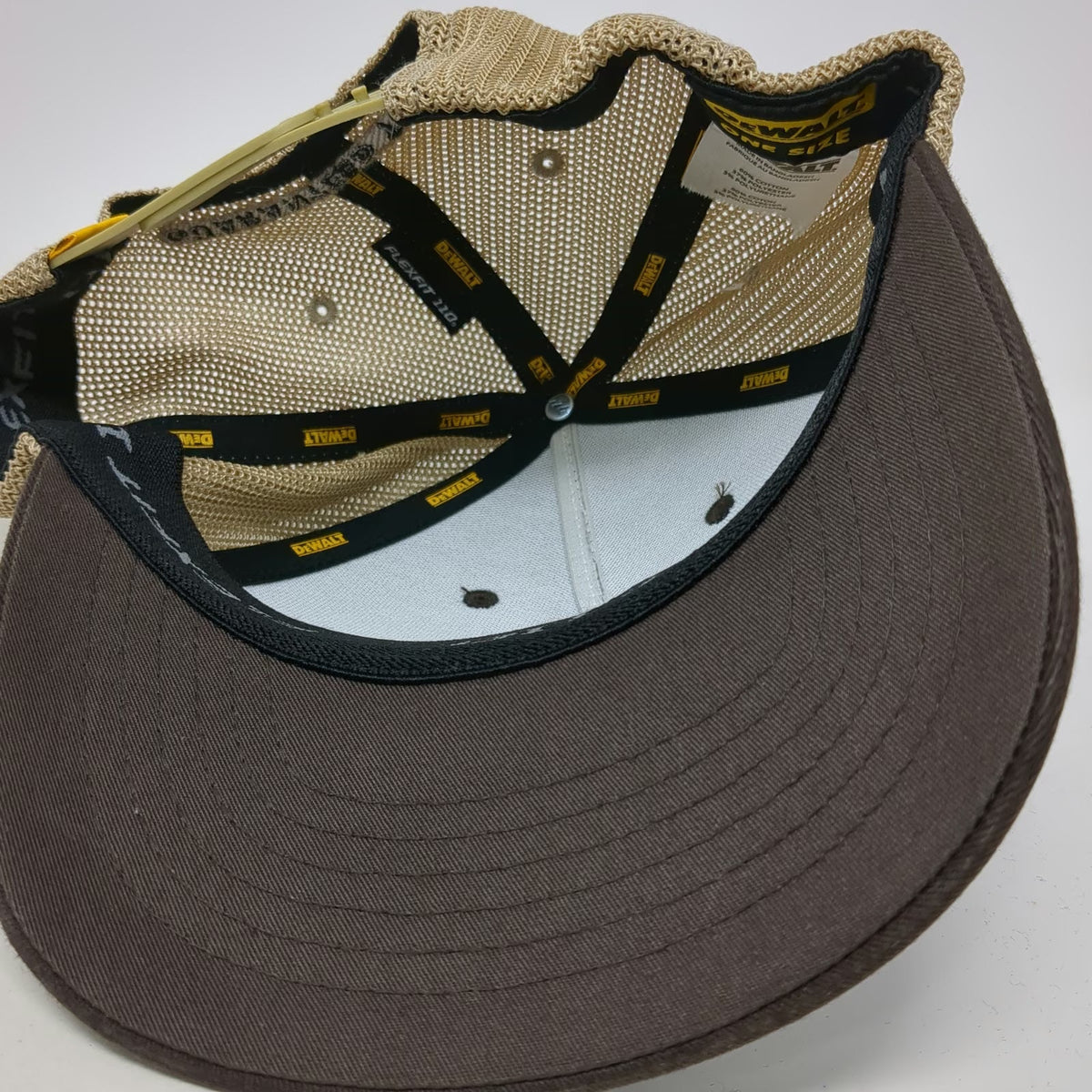 DeWalt Trucker Hat Brown One Size Mesh Back Snapback Flexfit Guaranteed Tough