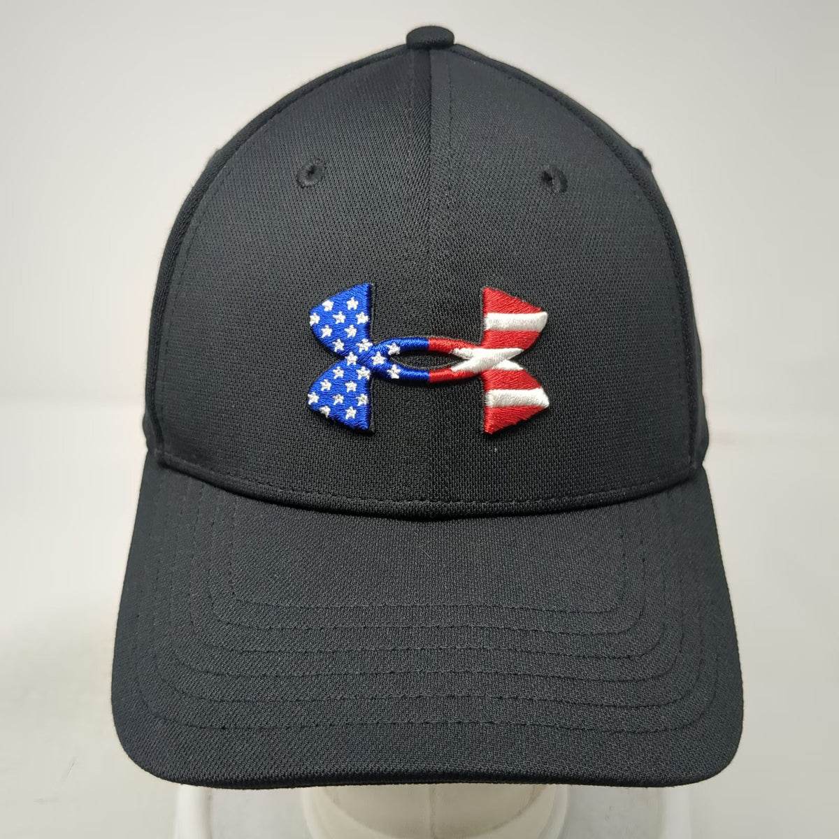 Under Armour Baseball Cap Black XL Freedom American Flag Logo Stretch Fit Hat