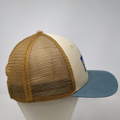 Patagonia Trucker Hat Beige Blue Brown One Size Mesh Snapback P-6 Logo