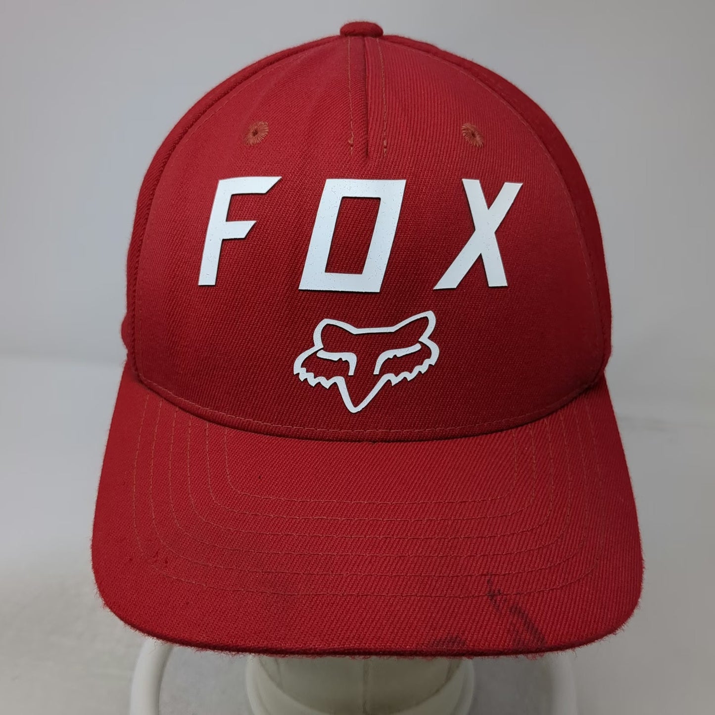 Fox Racing 5 Panel Red M Hat Flexfit Curved Brim Graphic Sport Performance Logo