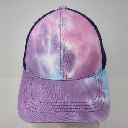 Unbranded Strapback Mesh Back Trucker Hat Multi One Size Tie Dye Ponytail