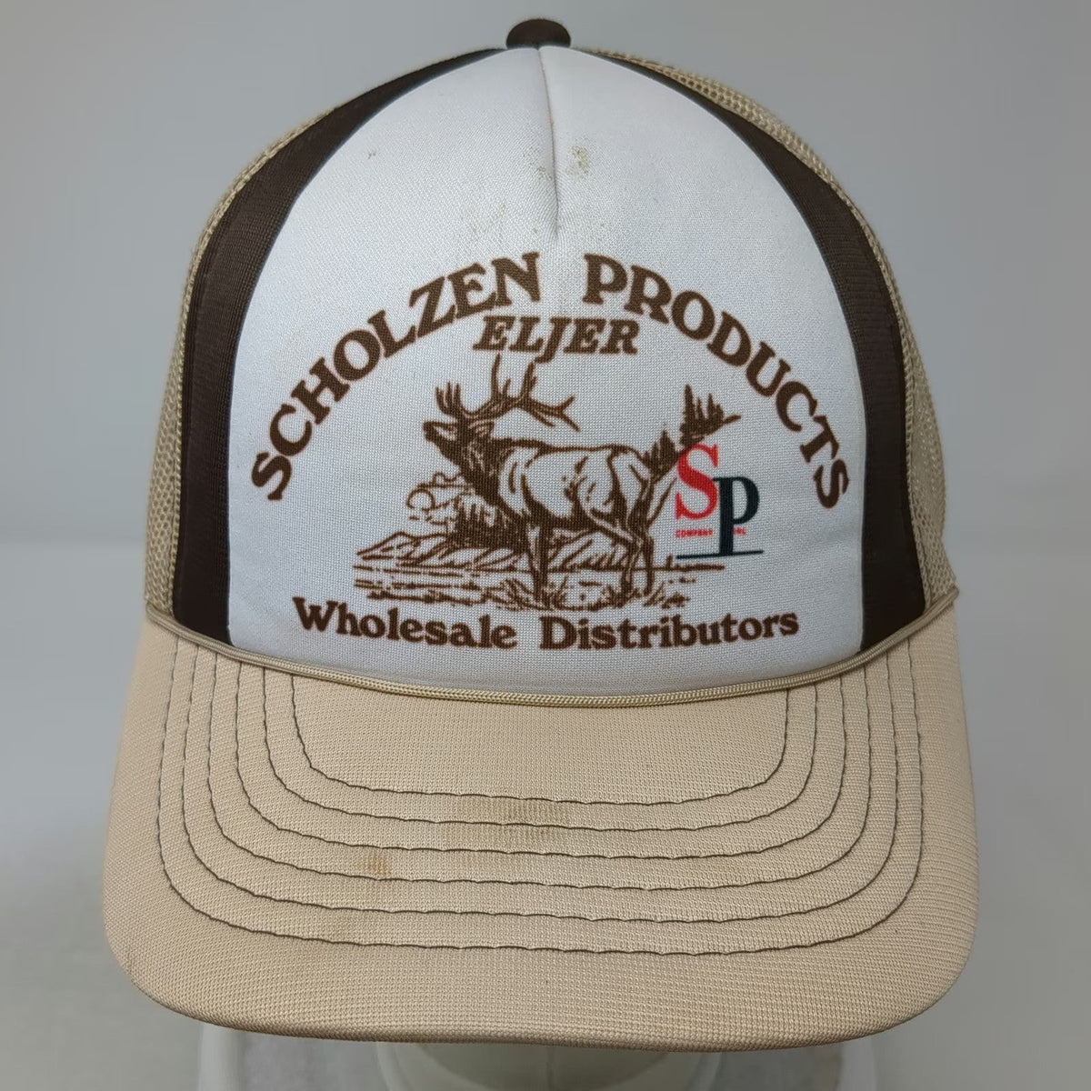 AmaPro Trucker Hat Beige One Size Scholzen Products Wholesale Elk Snapback Mesh