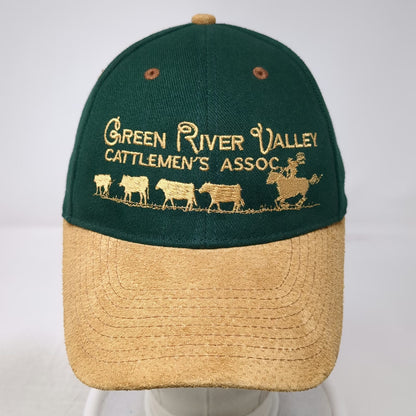 OTTO Baseball Cap Green One Size Cattlemen's Assoc Cows Horse Leather Strap Hat