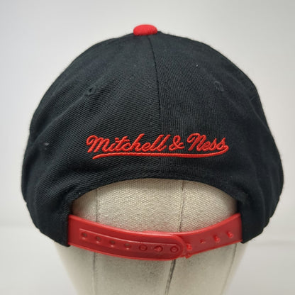 Mitchell & Ness Philadelphia 76ers NBA Snapback Hat Black Red One Size Flat Brim