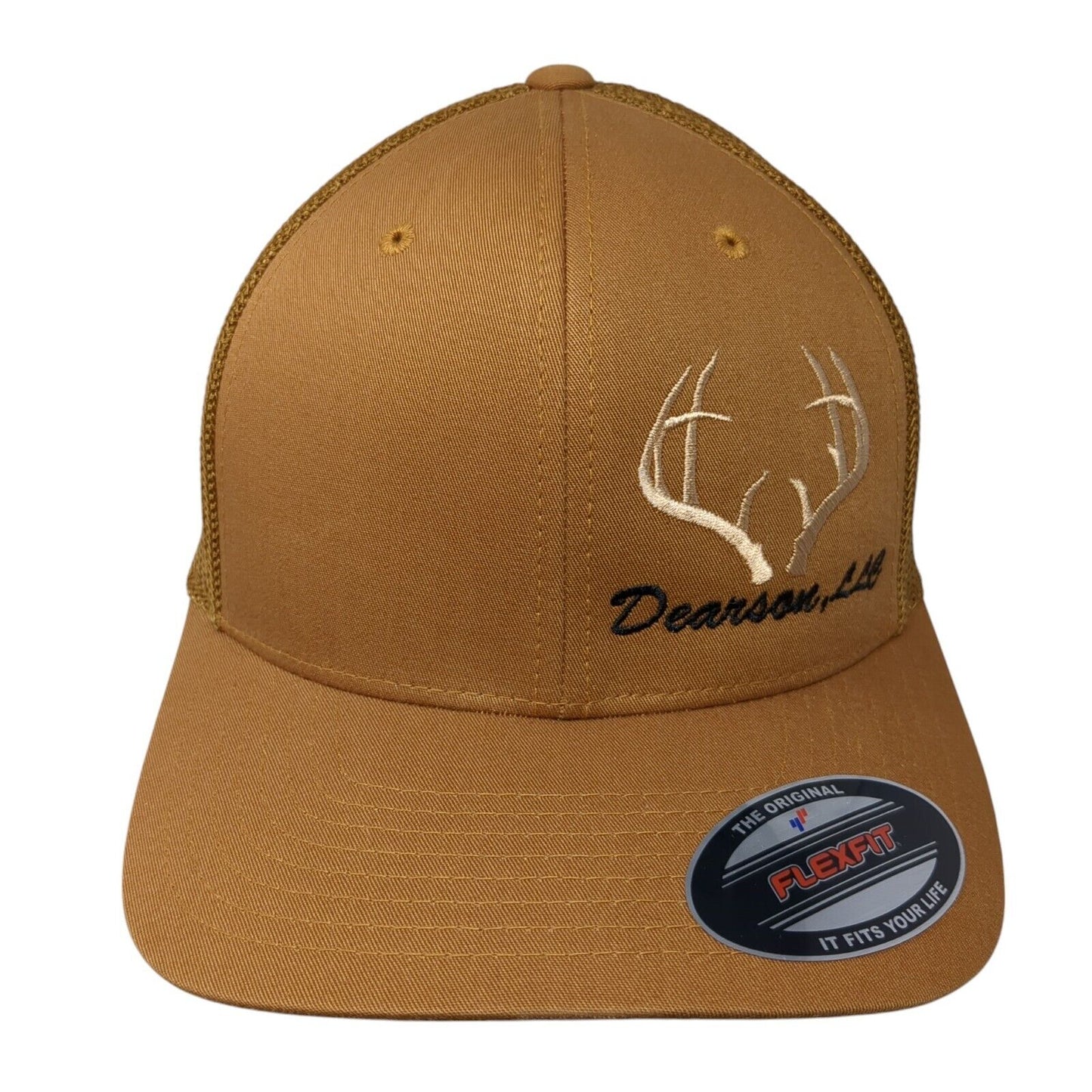 Dearson LLC Fitted Trucker Hat Brown OS Flexfit Mesh Back Embroidered Yupoong