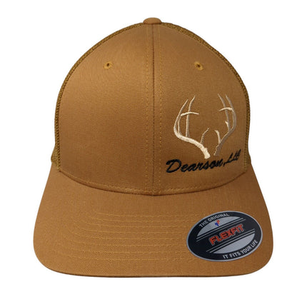 Dearson LLC Fitted Trucker Hat Brown OS Flexfit Mesh Back Embroidered Yupoong