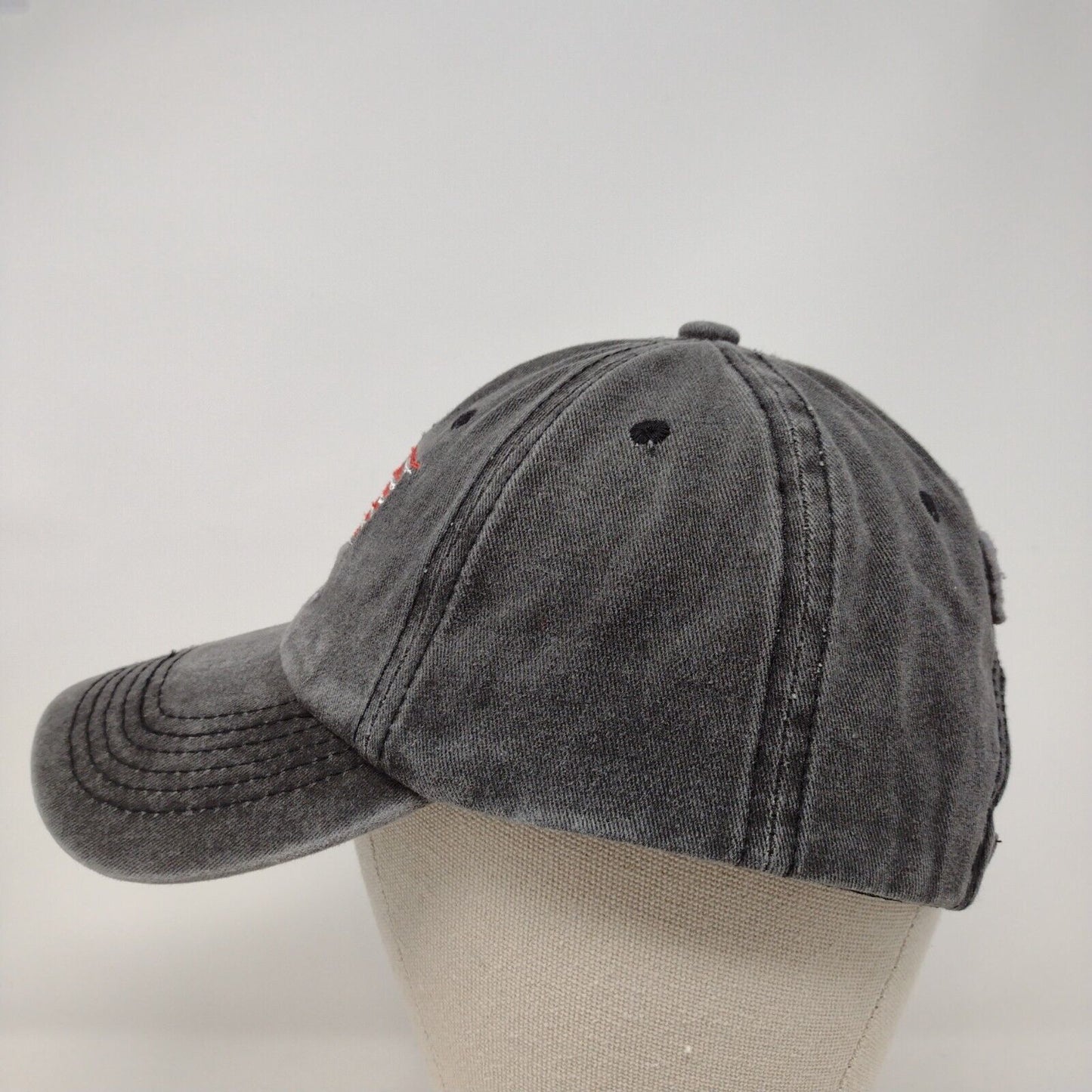 USA Flag Slideback Hat Gray OSFA Adjustable Embroidered Patriotic 6 Panel Cotton