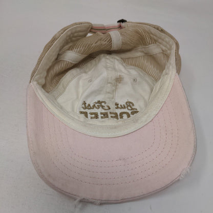 But First Coffee Slideback Hat White OSFM Adjustable Mesh Back Distressed