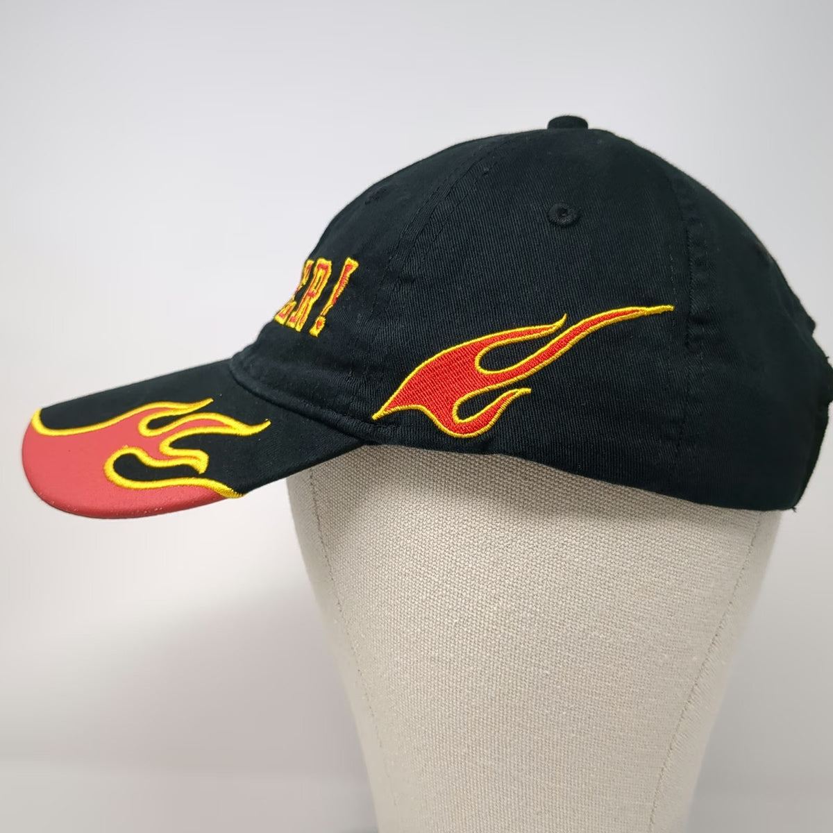 Big Accessories Wonder! Flames Baseball Cap Black One Size Hat Red Yellow