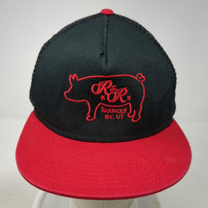 Otto Trucker Hat Black Red One Size R&R Barbeque SLC UT Pig Mesh Snapback