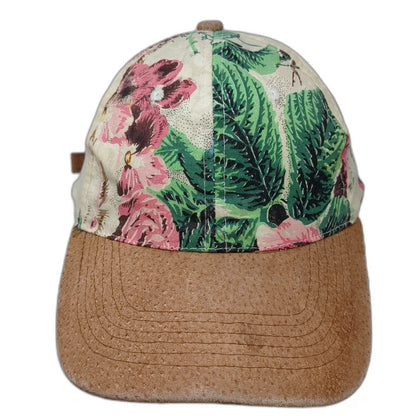 Hopeless Romantic Baseball Cap Hat One Size Beige Pink Green Brown Floral Strap
